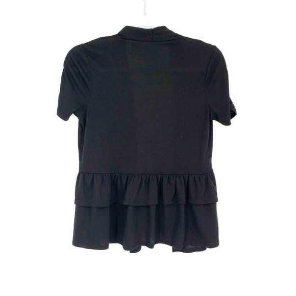 cg.l.cg Womens Open Front Black Flared Hem Blouse - Picture 2 of 5